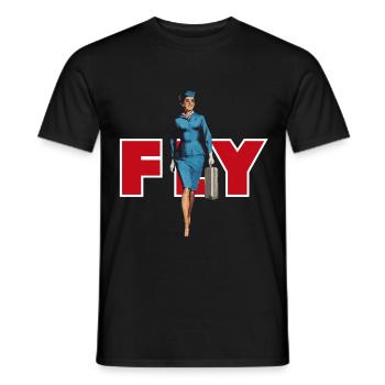 Flight Attendant Stewardess Heroine of the Skies - Men's T-Shirt - black - Front - AI Model Male 178 light (178cm)