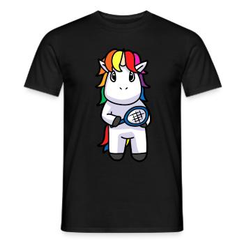 Tennis Tennisspieler Einhorn Fabeltier Sport Tiere - Männer T-Shirt - Schwarz - Vorne - AI Model Male 178 light (178cm)