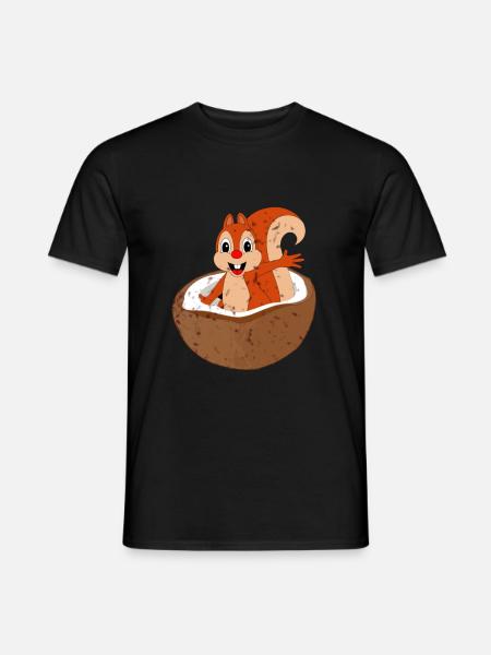Squirrel and Nut Hazelnut Tree Nut Acorn - Men's T-Shirt - black