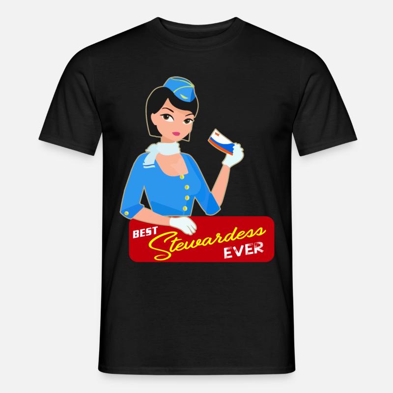 Stewardess Flugbegleiterin Geschenk - Männer T-Shirt - Schwarz