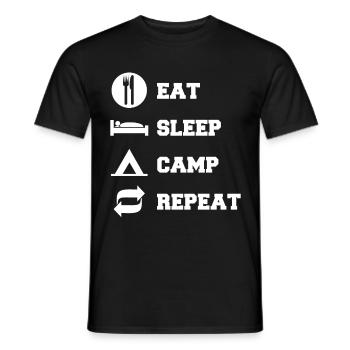 Eat Sleep Camp Repeat Funny Camping - Men's T-Shirt - black - Front - AI Model Male 178 light (178cm)