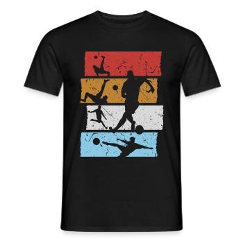 Fußball T-Shirt Retro Vintage Fußballspieler - Männer T-Shirt - Schwarz - Vorne - AI Model Male 178 light (178cm)