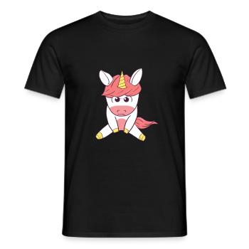Angry Unicorn Wütendes Einhorn - Men's T-Shirt - black - Front - AI Model Male 178 light (178cm)