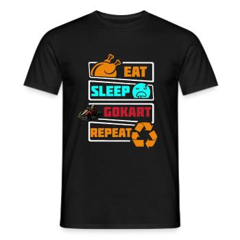 Eat Sleep Go Kart Go-kart Repeat Cart Racing Kids - Men's T-Shirt - black - Front - AI Model Male 178 light (178cm)