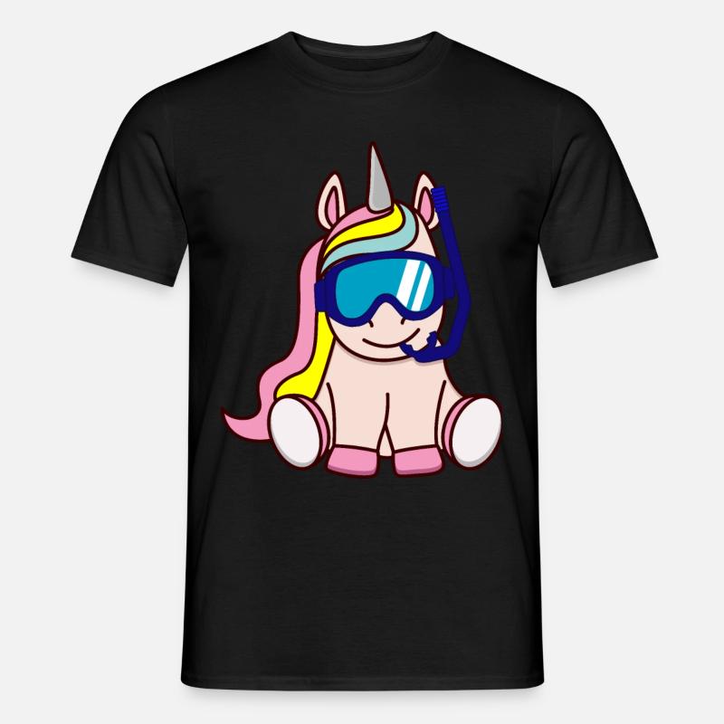 Taucher Einhorn Geschenkidee Geschenk - Männer T-Shirt - Schwarz