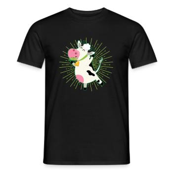 Kuh Gras fressen jubeln - Männer T-Shirt - Schwarz - Vorne - AI Model Male 178 light (178cm)