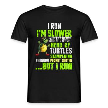 Course de jogging tortue en disant cadeau - T-shirt homme - noir - Devant - AI Model Male 178 light (178cm)