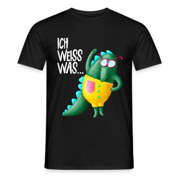 Ich weiss was | Schüler Krokodil lustiger Drache - Männer T-Shirt - Schwarz - Vorne - AI Model Male 178 light (178cm)