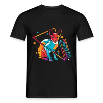 Sphynx Sphinx Katze Retro - Männer T-Shirt - Schwarz - Vorne - AI Model Male 178 light (178cm)