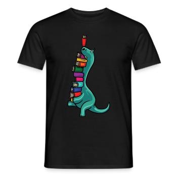 Dinosaur Dino livre lecture livres Bookworm - T-shirt homme - noir - Devant - AI Model Male 178 light (178cm)