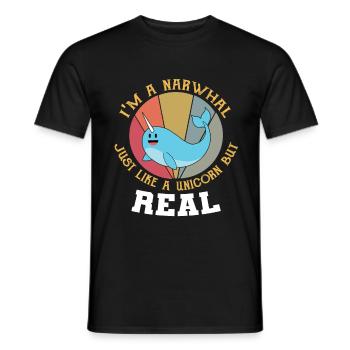 Narwhal T-shirt I am a narwhal like a unicorn - Men's T-Shirt - black - Front - AI Model Male 178 light (178cm)