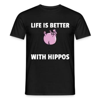Hippo Hippopotamus Hippo Safari Funny Sweet - Men's T-Shirt - black - Front - AI Model Male 178 light (178cm)