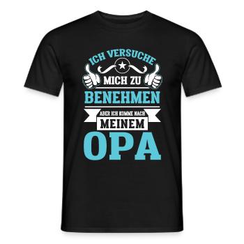 Benehmen aber ich komme nach meinem Opa - Männer T-Shirt - Schwarz - Vorne - AI Model Male 178 light (178cm)