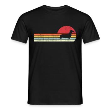Vintage Retro Dackel T Shirt Hund für Männer & Frauen - Männer T-Shirt - Schwarz - Vorne - AI Model Male 178 light (178cm)