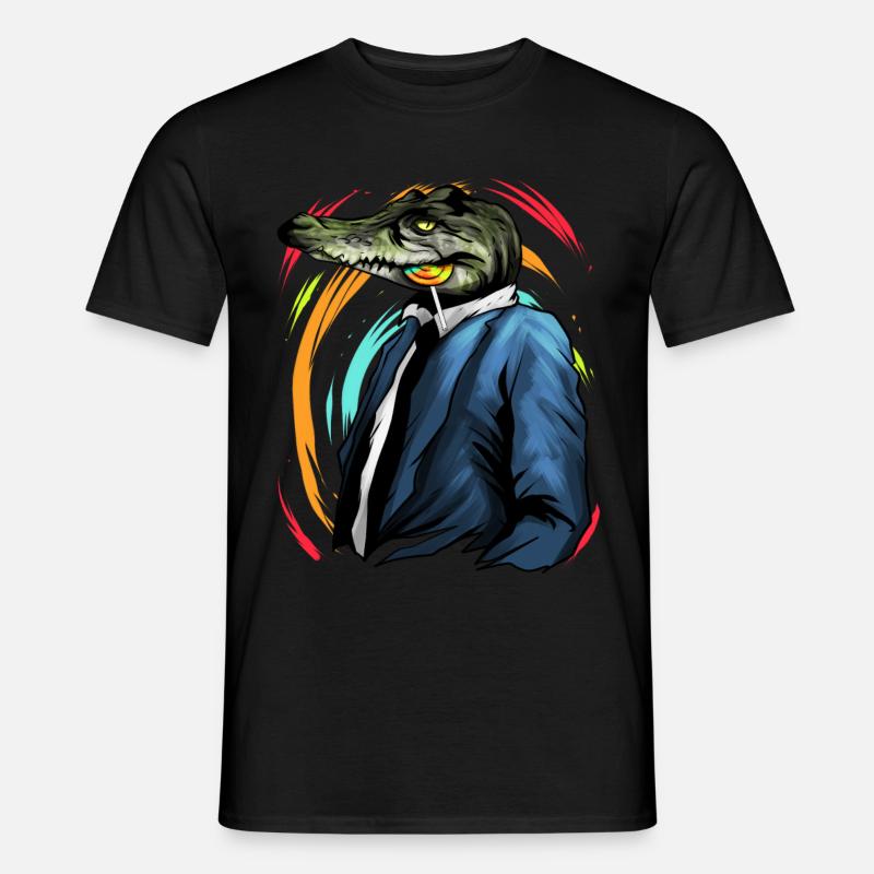 Krokodil Mit Lollipop - Männer T-Shirt - Schwarz