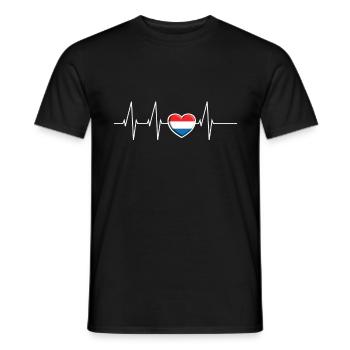 Heartbeat Netherlands Heart Holland Flag Gift - Men's T-Shirt - black - Front - AI Model Male 178 light (178cm)