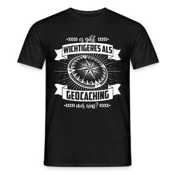 Geocaching T-Shirt There are more important things than - Men's T-Shirt - black - Front - AI Model Male 178 light (178cm)