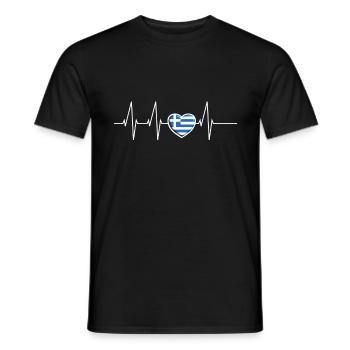 Drapeau de battement de coeur de la Grèce cadeau de coeur ECG - T-shirt homme - noir - Devant - AI Model Male 178 light (178cm)