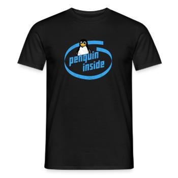 Penguin Inside Informatik funny saying - Men's T-Shirt - black - Front - AI Model Male 178 light (178cm)