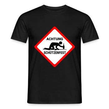 Attention Schützenfest funny party warning sign fun - Men's T-Shirt - black - Front - AI Model Male 178 light (178cm)