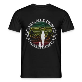 Die mit dem Hund geht Gassi gehen Hundehalterin - Männer T-Shirt - Schwarz - Vorne - AI Model Male 178 light (178cm)