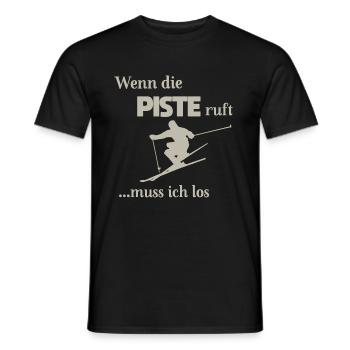 Skieur neige Sport Winter Piste - T-shirt homme - noir - Devant - AI Model Male 178 light (178cm)