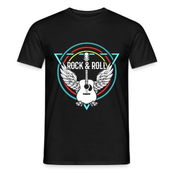 Rock n Roll Rock&Roll RocknRoll Gitarre Gitarrist - Männer T-Shirt - Schwarz - Vorne - AI Model Male 178 light (178cm)
