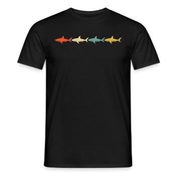 70s 80s Retro Shark Vintage Sharks - Men's T-Shirt - black - Front - AI Model Male 178 light (178cm)