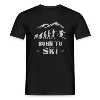 Ski Evolution né chez le skieur - T-shirt homme - noir - Devant - AI Model Male 178 light (178cm)