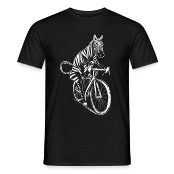 Bicycling Zebra Bicycle Cyclist Zebras - Men's T-Shirt - black - Front - AI Model Male 178 light (178cm)