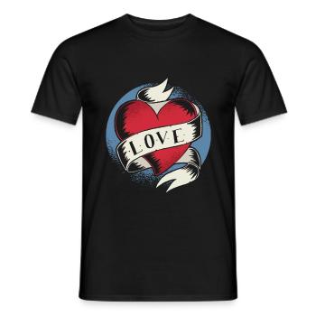 Coeur d'amour de tatouage - T-shirt homme - noir - Devant - AI Model Male 178 light (178cm)