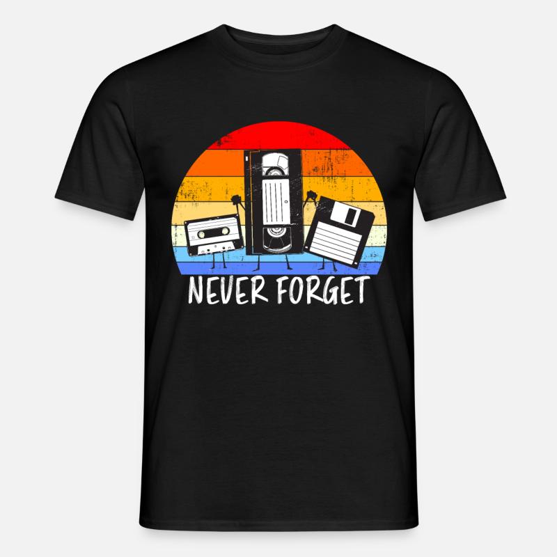 Vintage Kassette Diskette VHS Never Forget - Männer T-Shirt - Schwarz
