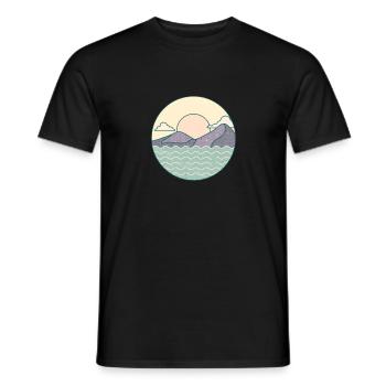 Beautiful nature landscape with mountains water love - Men's T-Shirt - black - Front - AI Model Male 178 light (178cm)