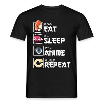 Anime Shirt - Männer T-Shirt - Schwarz - Vorne - AI Model Male 178 light (178cm)