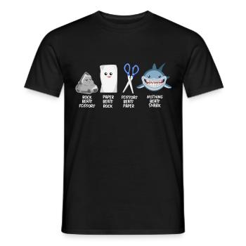 Children scissors stone paper shark sharks - Men's T-Shirt - black - Front - AI Model Male 178 light (178cm)