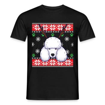 Pull de Noël laid chien caniche - T-shirt homme - noir - Devant - AI Model Male 178 light (178cm)