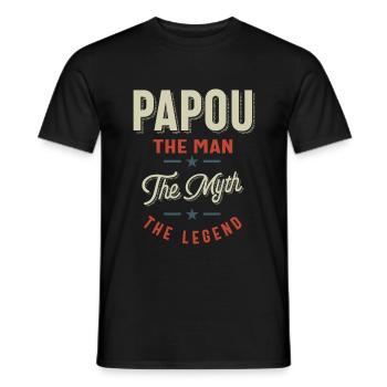 Mens Papou Shirt Gift: The Man The Myth The Legend - Men's T-Shirt - black - Front - AI Model Male 178 light (178cm)