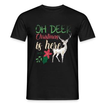 Oh Deer Christmas Is Here Vintage Xmas Deer - Men's T-Shirt - black - Front - AI Model Male 178 light (178cm)