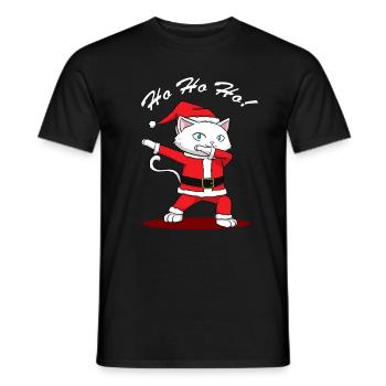 Ho Ho Ho Dabbing Cat Santa Claus Dab Cat - Men's T-Shirt - black - Front - AI Model Male 178 light (178cm)