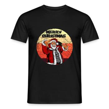 Merry Christmas Hiphop Santa Rap Xmas Vintage - Männer T-Shirt - Schwarz - Vorne - AI Model Male 178 light (178cm)