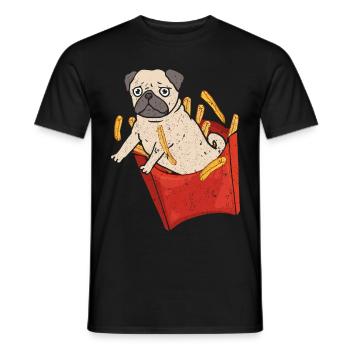 Französische Bulldoge springt aus Pommes box - Männer T-Shirt - Schwarz - Vorne - AI Model Male 178 light (178cm)