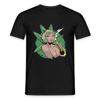 Pin Up Girl Cannabis Marihuana Sexy Bong - Männer T-Shirt - Schwarz - Vorne - AI Model Male 178 light (178cm)