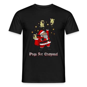 Pugs For Everyone Weihnachtsmann Verteilt Geschenk - Männer T-Shirt - Schwarz - Vorne - AI Model Male 178 light (178cm)