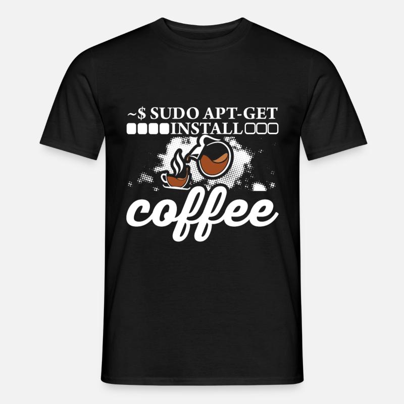 Linux Sudo Apt - Install the coffee. - Men's T-shirt - black