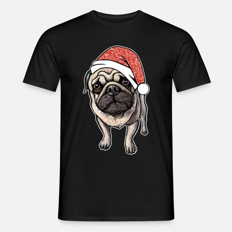 Mops Pug Weihnachten Geschenkidee - Männer T-Shirt - Schwarz