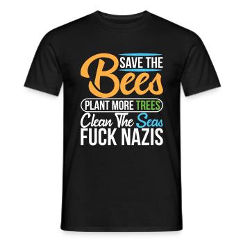 Save The Bees Plant More Trees Clean The Seas - Men's T-Shirt - black - Front - AI Model Male 178 light (178cm)