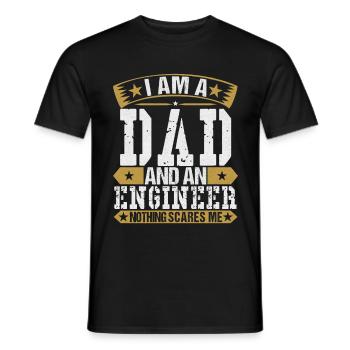 I am a father and an engineer. - Men's T-Shirt - black - Front - AI Model Male 178 light (178cm)