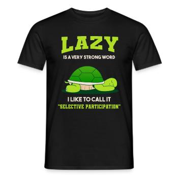 Lazy Turtle Fun Funny Laziness Tortoise - Men's T-Shirt - black - Front - AI Model Male 178 light (178cm)