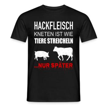 Pétrir la viande hachée, c'est comme caresser les animaux - T-shirt homme - noir - Devant - AI Model Male 178 light (178cm)