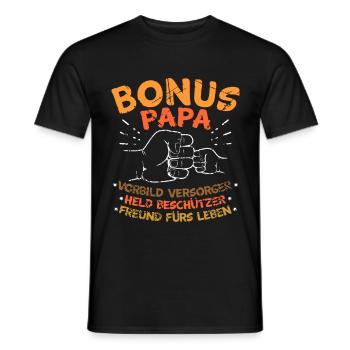 Bonus Papa Spruch - Männer T-Shirt - Schwarz - Vorne - AI Model Male 178 light (178cm)